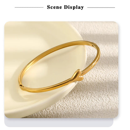Mamacitaslay 316L Stainless Steel Heart Thin Bracelet Minimalist 18K Gold Plated Waterproof Jewelry Daily Dating Gifts Women