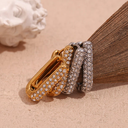 MamacitaSlay 316L Stainless Steel Zircon U Shaped Hoop Earrings 18K Gold Plated Waterproof Minimalist Jewelry For Women Gift