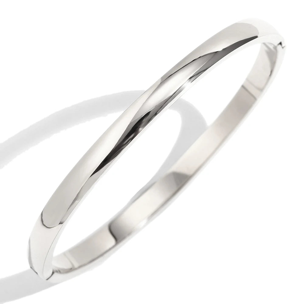 MamacitaSlay 316L Stainless Steel Plain Polished Multiple Sizes Cuff Bangle 18K Gold Plated Waterproof Jewelry For Women  Gift