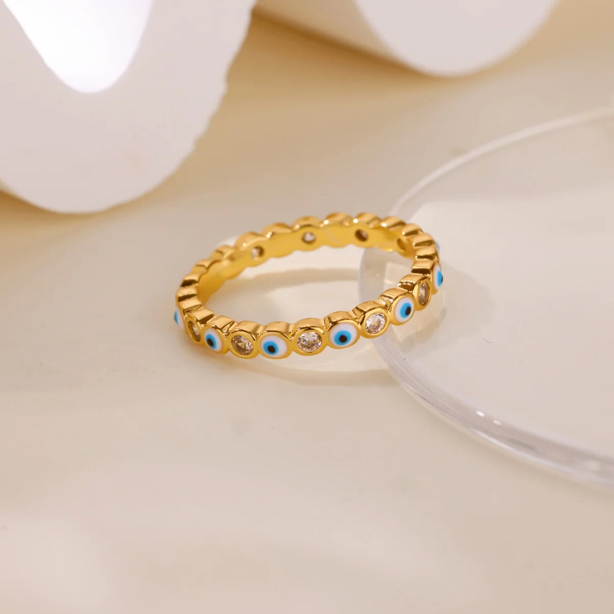 Stainless Steel Evil Eye Finger Ring Lucky Aesthetic Turkish Waterproof