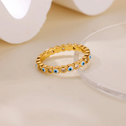 Stainless Steel Evil Eye Finger Ring Lucky Aesthetic Turkish Waterproof