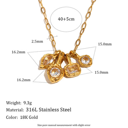 MamacitaSlay 316L Stainless Steel Irregular  Multicolor Zircon Necklace 18K Gold Plated Waterproof Minimalist Jewelry For Women
