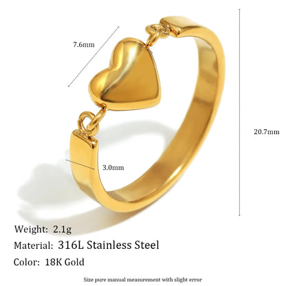 MamacitaSlay 316L Stainless Steel Two Tone Heart Ring Party Waterproof Jewelry Women's Unique Cool Charm Ring 2025 Trend Gift