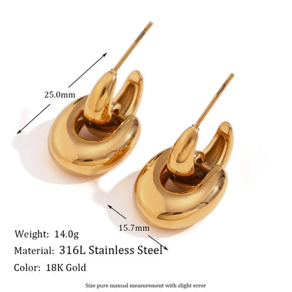 MamacitaSlay 316L Stainless Steel Geometric Earrings Waterproof 18K Gold Plated Jewelry Women's Minimalist Earrings Cute Gifts