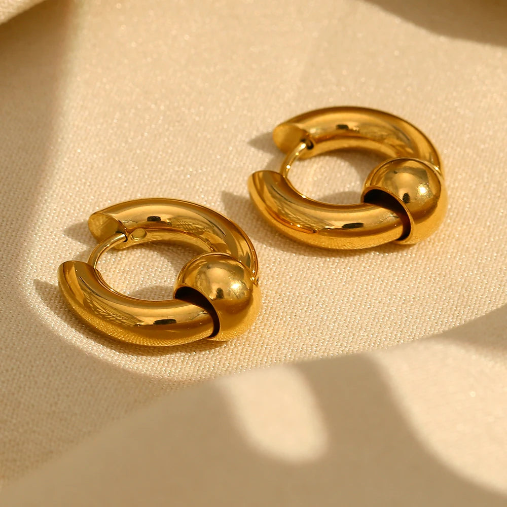 MamacitaSlay Geometric18K Gold Plated Hoops women's earrings Waterproof Daily stainless steel women's jewelry new in earrings