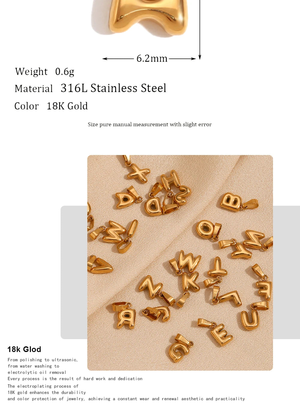 MamacitaSlay Stylish Mini Gold Plated Waterproof 26 Initial Letters Jewelry Pendants Diy Charms For Jewelry Making Dily Jewelry