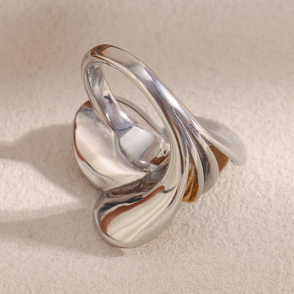 MamacitaSlay 316L Stainless Steel Two Tone Petal Ring Party Waterproof Jewelry Women's Elegant 18K Gold Plated Ring Gift 2025