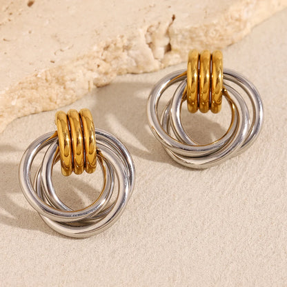 MamacitaSlay Minimalist Stainless Steel Gold Silver Colour Geometric Earrings Women's Waterproof Jewelry High Quality Gift