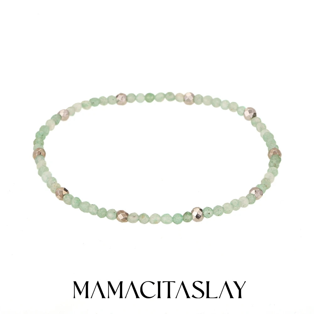 MamacitaSlay 316L Stainless Steel Natural Stone Necklace Elastic Rope Bracelet Handmade Waterproof Jewelry Women's Classic Gift