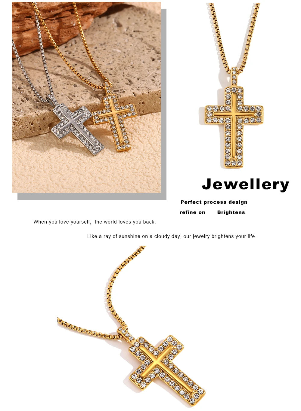 MamacitaSlay Trendy Cross Pendant Necklace Design Waterproof Neck Jewelry Design Waterproof Neck Jewelry Neutral Statement Gift
