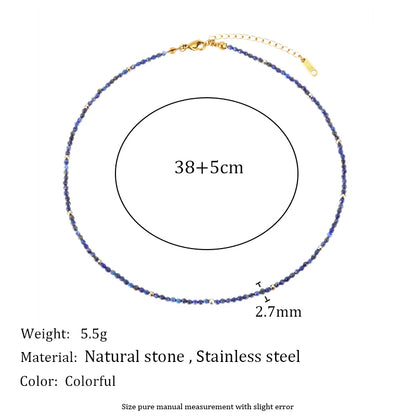MamacitaSlay 316L Stainless Steel Natural Stone Necklace Elastic Rope Bracelet Handmade Waterproof Jewelry Women's Classic Gift