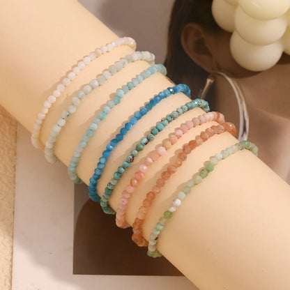 MamacitaSlay Summer 3mm natural stone amazonite Turquoise Jade Larimar Bracelet on the leg Waterproof Anklets jewellery women