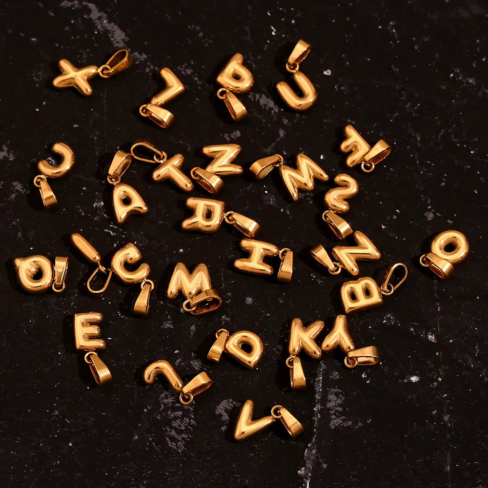 MamacitaSlay Stylish Mini Gold Plated Waterproof 26 Initial Letters Jewelry Pendants Diy Charms For Jewelry Making Dily Jewelry