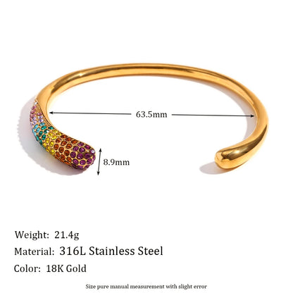 MamacitaSlay Stylish Imitation Pearl Color Water Droplets Snake Head Cuff Bracelets gold plated stainless steel jewelry women