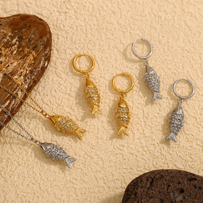 MamacitaSlay Wholesale Lucky Koi Drop Earrings Women Waterproof Gold Plated 316L Stainless Steel Women's Jewelry New In Earrings
