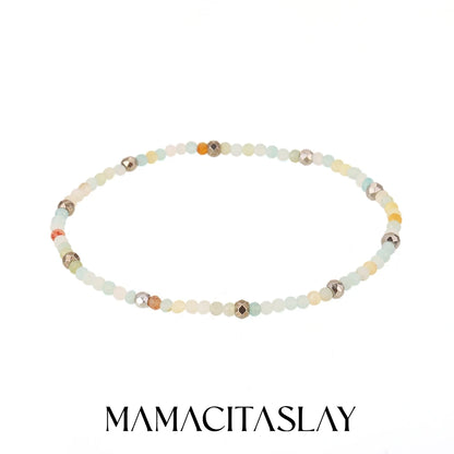 MamacitaSlay 316L Stainless Steel Natural Stone Necklace Elastic Rope Bracelet Handmade Waterproof Jewelry Women's Classic Gift