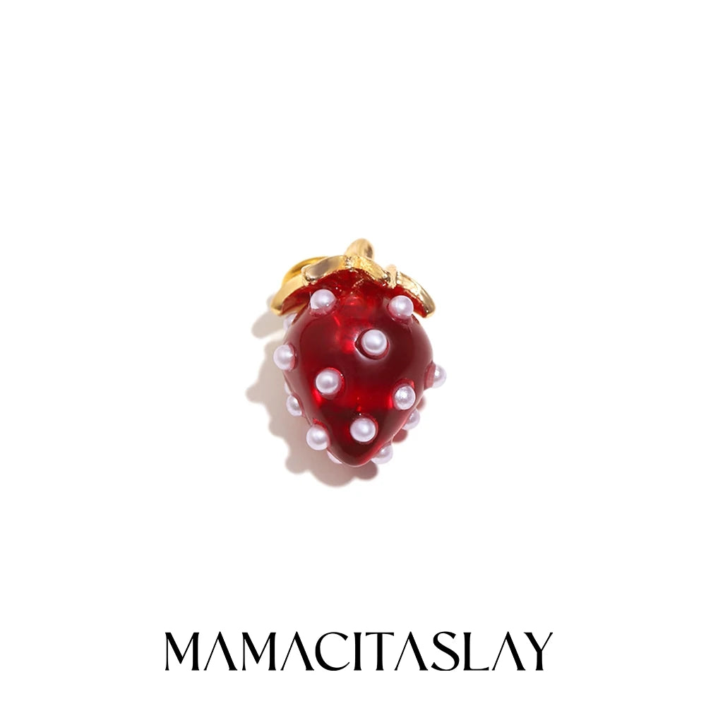 MamacitaSlay Stainless Steel Resin Tropical Fruit Charms Earrings Necklace Bracelet DIY Accessories Women's Waterproof Pendant