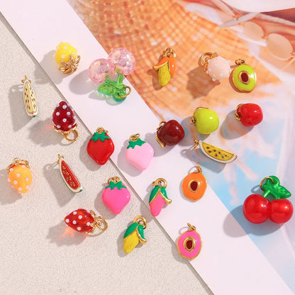 MamacitaSlay Stainless Steel Resin Tropical Fruit Charms Earrings Necklace Bracelet DIY Accessories Women's Waterproof Pendant