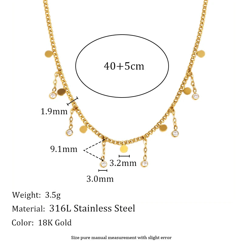 MamacitaSlay 316L Stainless Steel Zircon Flower Stackable Necklace Party Waterproof Neck Jewelry Women's Elegant Necklace Gift