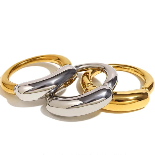 Inner Ziva Infinity™ 316L Stainless Steel Waterproof Two-Tone Ring | 18K Gold PVD Plated Hypoallergenic Minimalist Jewelry