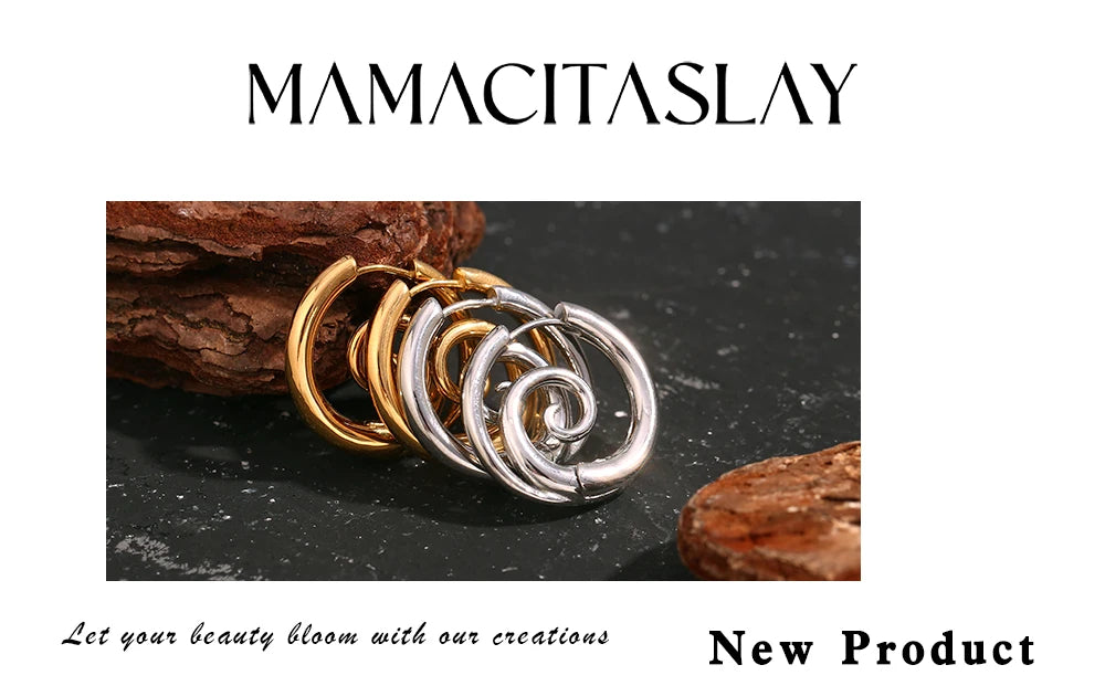 MamacitaSlay New Design Round Spiral Hoop Earrings Trendy Waterproof Jewelry 18k-gold-plated Stainless Steel Statement Earrings