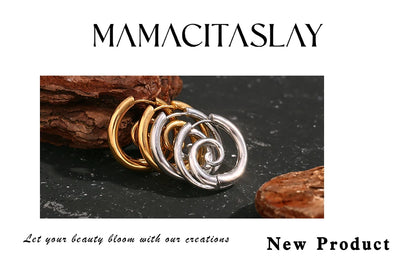 MamacitaSlay New Design Round Spiral Hoop Earrings Trendy Waterproof Jewelry 18k-gold-plated Stainless Steel Statement Earrings