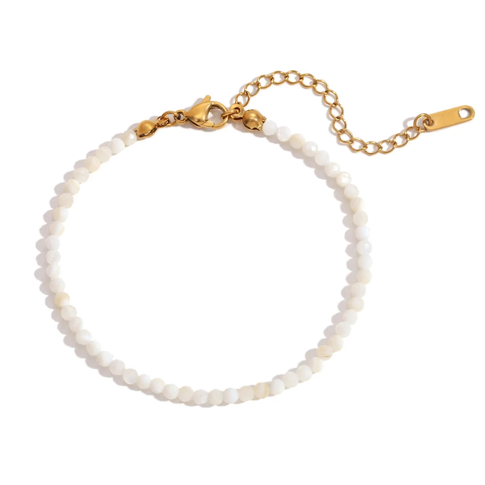 MamacitaSlay Summer 3mm natural stone amazonite Turquoise Jade Larimar Bracelet on the leg Waterproof Anklets jewellery women