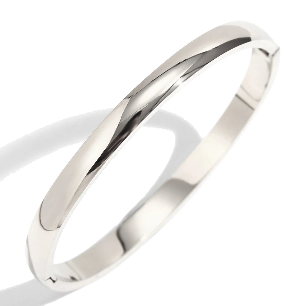 MamacitaSlay 316L Stainless Steel Plain Polished Multiple Sizes Cuff Bangle 18K Gold Plated Waterproof Jewelry For Women  Gift