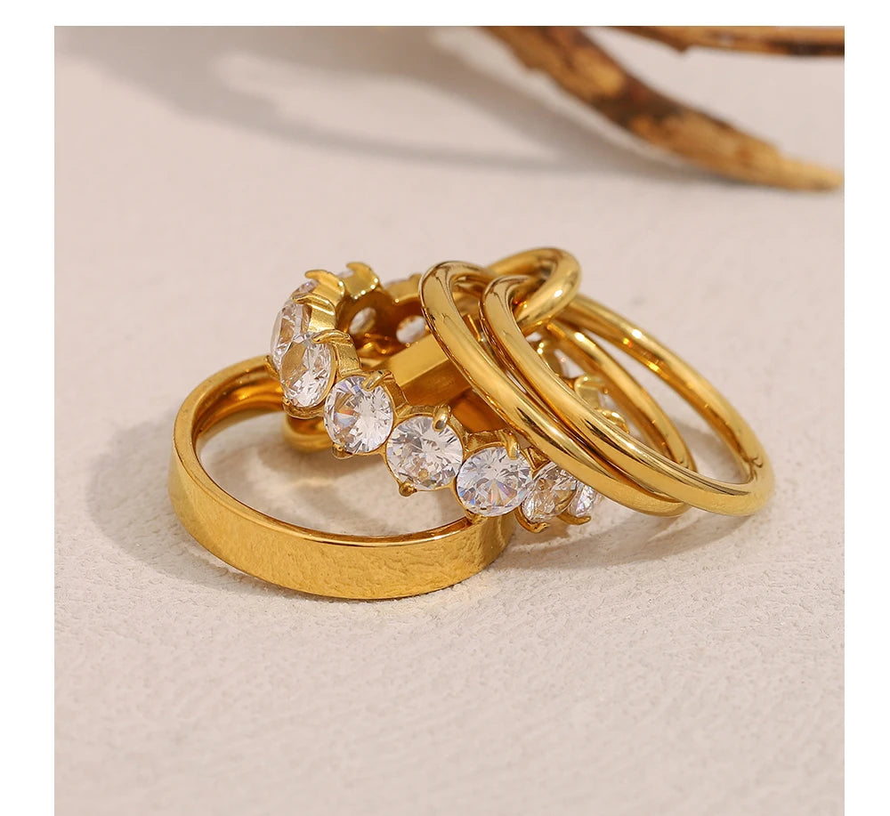 MamacitaSlay Creative 316L Stainless Steel Zircon Multilayer Ring Party Waterproof Jewelry Women's Charm Ring High Quality Gift