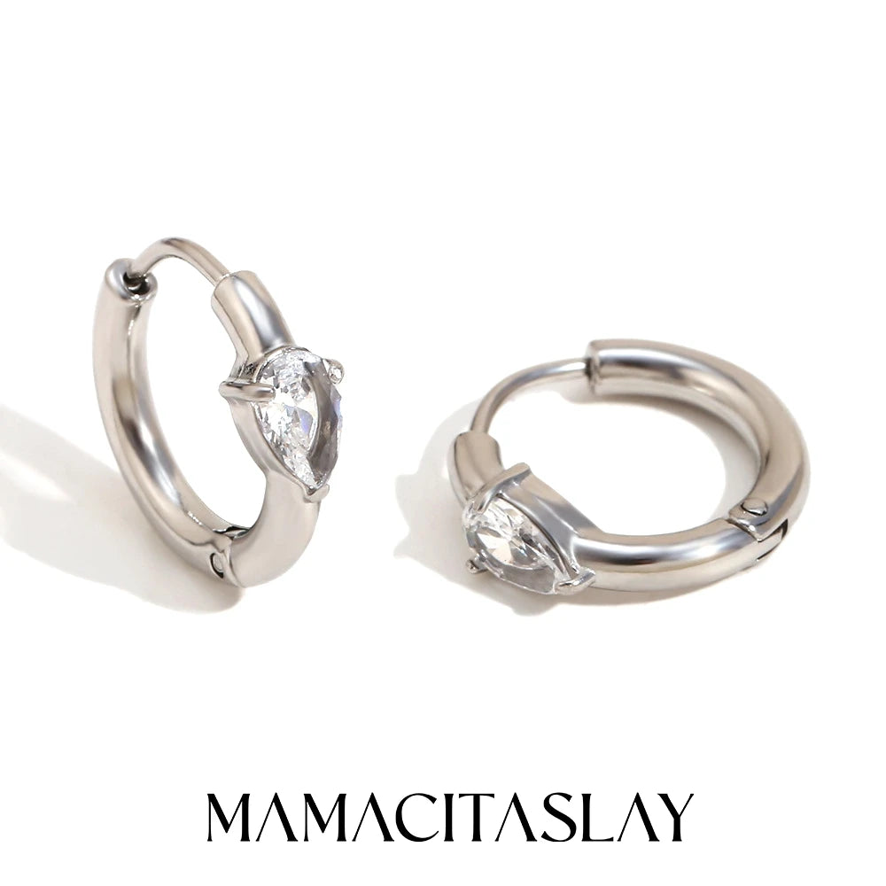 MamacitaSlay 316l Stainless Steel Zircon Hoop Earring 18K Gold Plated Waterproof  Minimalist Jewelry for Women 2026 Trend Gift