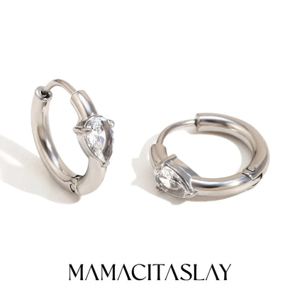 MamacitaSlay 316l Stainless Steel Zircon Hoop Earring 18K Gold Plated Waterproof  Minimalist Jewelry for Women 2026 Trend Gift