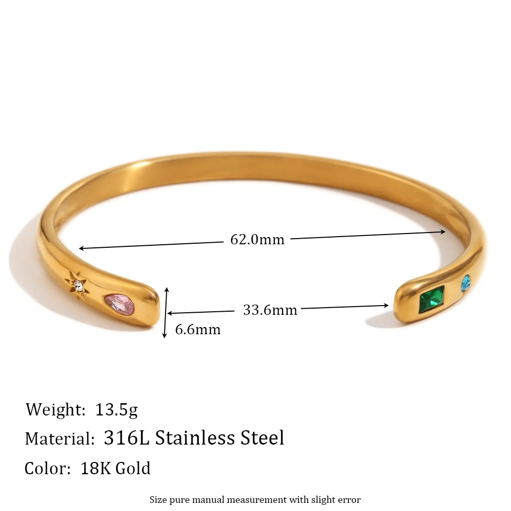 MamacitaSlay Classic Solar Geometric Zircon Bracelets Shiny Zircon Hoop Earrings 2024 Trend Stainless Steel Ring Woman
