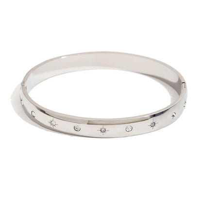 MamacitaSlay 316L Stainless Steel Star Moon Open Bracelet Bracelet 18K Gold Plated Waterproof Jewelry Women's Unique Bracelet