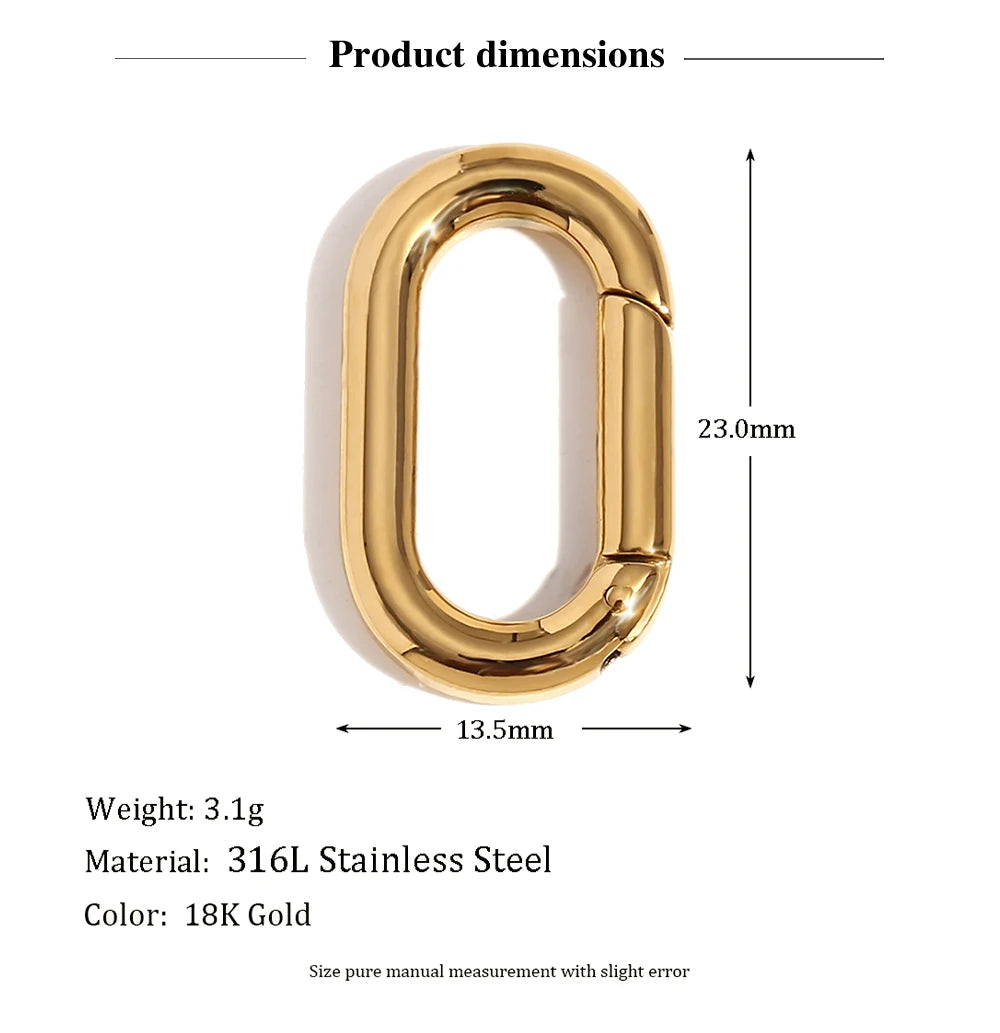 MamacitaSlay 316L Stainless Steel 18K Gold Plated Spring Ring Clasps Oval Carabiner Clasps Jewelry For DIY Bracelet Necklace