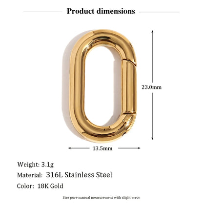 MamacitaSlay 316L Stainless Steel 18K Gold Plated Spring Ring Clasps Oval Carabiner Clasps Jewelry For DIY Bracelet Necklace