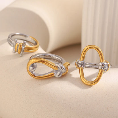 MamacitaSlay 316L Stainless Steel Mixed Color Knot Shaped Hollow Ring 2025 New Trend Waterproof Ring Women's Creative Cool Ring