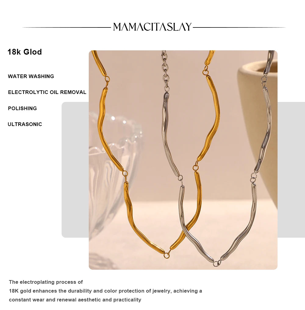 MamacitaSlay Classic 316L Stainless Steel Irregular Necklace Party Waterproof Jewelry Unique Cool Neck Jewelry Neutral Necklace