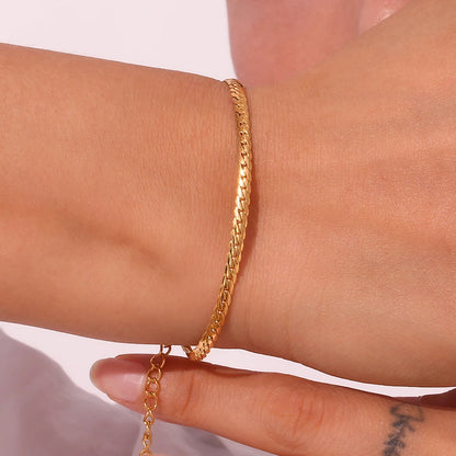 MamacitaSlay 316L Stainless Steel Encrypted NK Chain Bracelet 18K Gold Plated Minimalist Waterproof Jewelry For Women Daily Wear