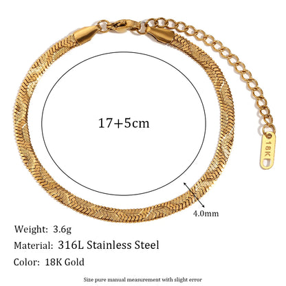 MamacitaSlay 316L Stainless Steel Snake Bone Stackable Necklace Bracelet 18K Gold Plated Waterproof Jewelry Set For Women Gift
