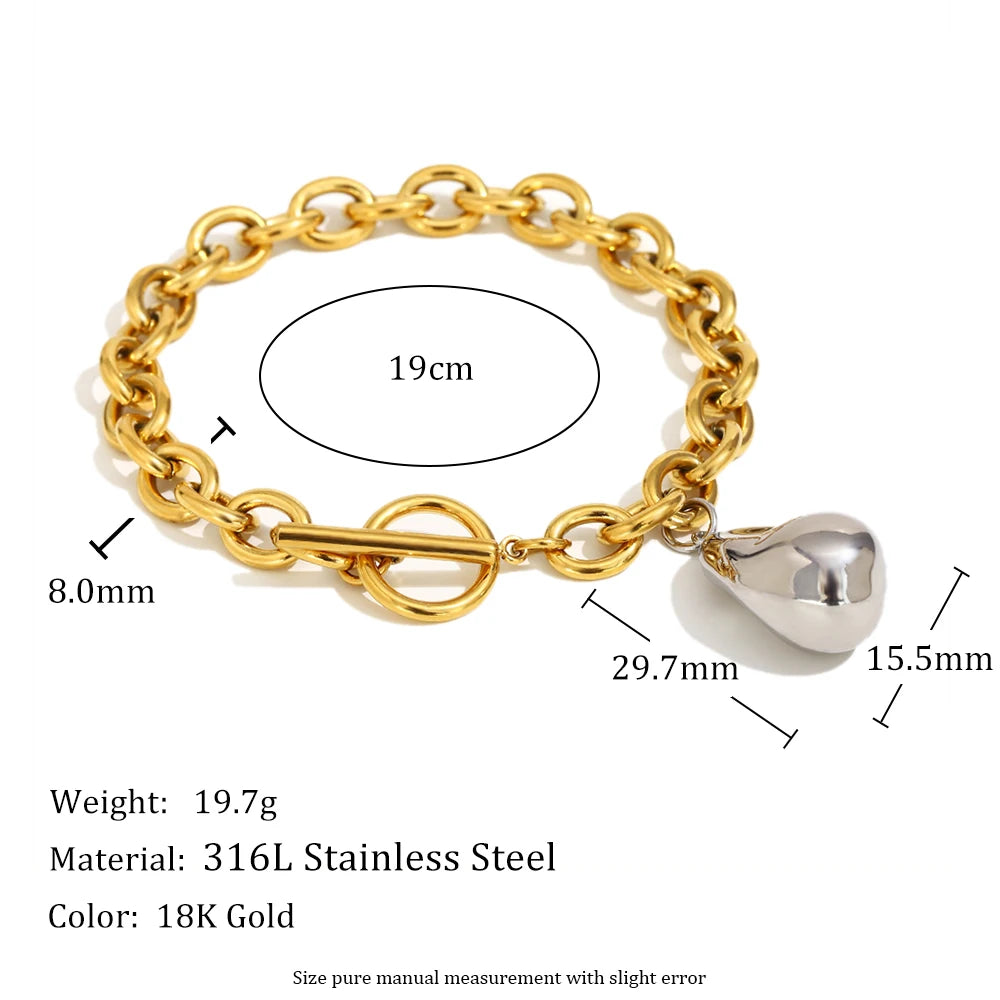 MamacitaSlay 316L Stainless Steel Irregular Pendant Necklace Bracelet Earring Set For Women's Charm Waterproof Jewelry Set Gift