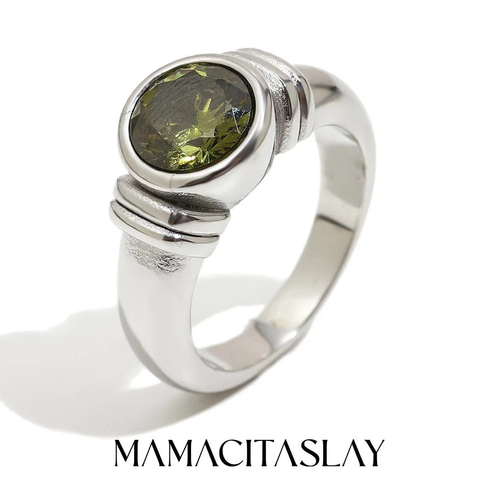 MamacitaSlay 316L Stainless Steel Zircon Irregular Ring 18K Gold Plated Waterproof Jewelry Women's Classic Ring High Quality