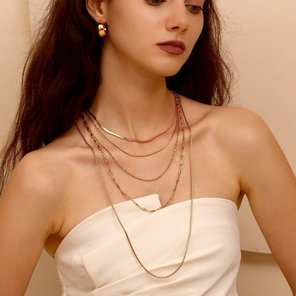 MamacitaSlay Water Wave Chain Snake Chain Women's 316L Stainless Steel Necklace Bracelets Belly Chain Various Styles Jewelry