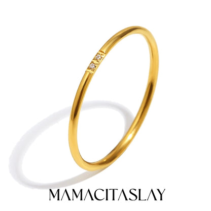 MamacitaSlay 316L Stainless Steel AAA Zircon Slim Stackable Ring Set 18K Gold Plated Minimalist Waterproof Jewelry For Women