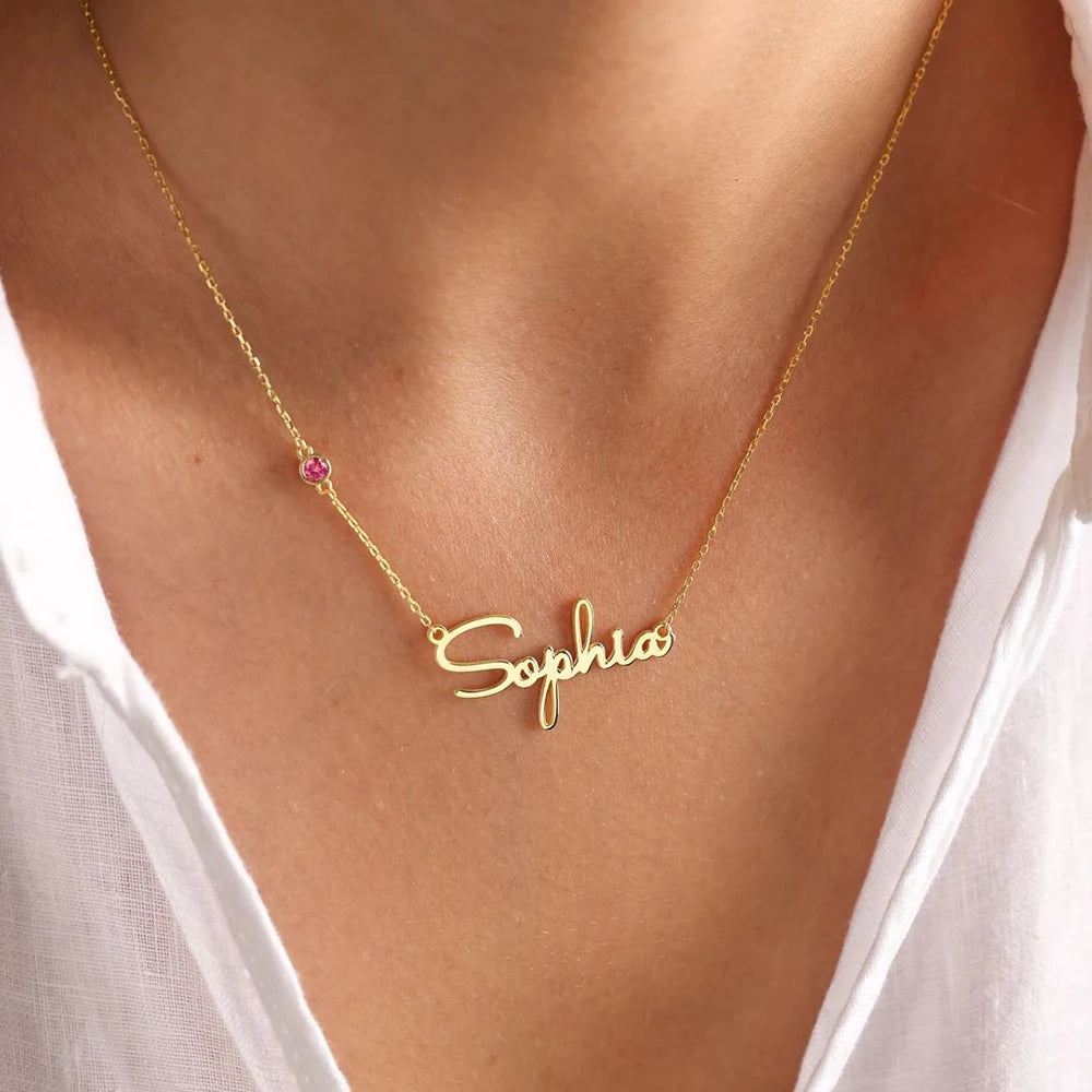 Personalized Birthstone Name Necklace