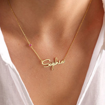 Personalized Birthstone Name Necklace
