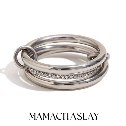 MamacitaSlay Unique Cool Three/Four Fingers Chain Shape Variable Hiphop Rings Stainless Steel Trendy Accessories Women Men Gifts