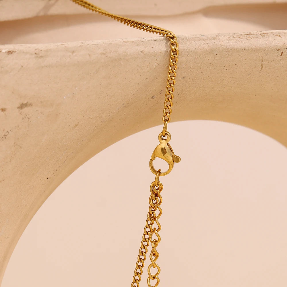 MamacitaSlay Minimalist Stainless Steel Zircon Sun Moon Star Zircon Pendant Necklace Creative Waterproof Jewelry Women's Gift