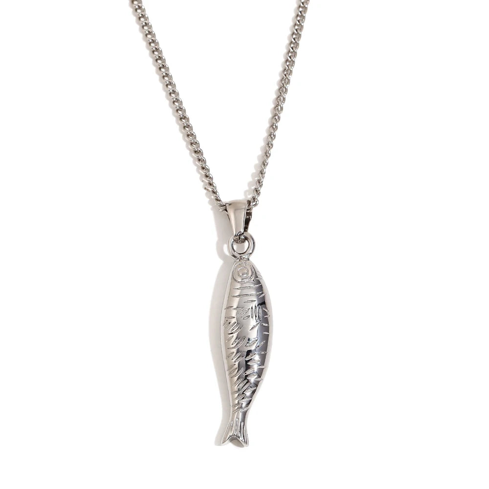 MamacitaSlay New Design 39mm Fish Pendant Y-Shaped Clavicle Necklace Stainless Steel Accessories Woman Luxury Quality Jewelry