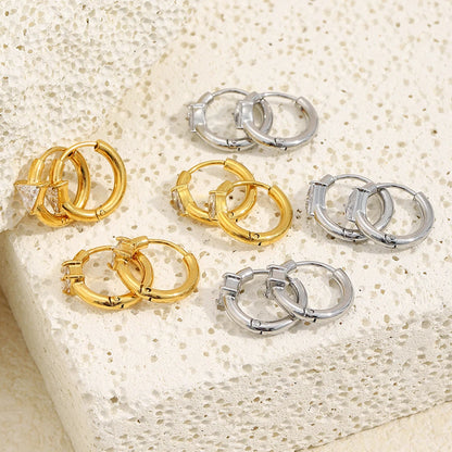 MamacitaSlay 316l Stainless Steel Zircon Hoop Earring 18K Gold Plated Waterproof  Minimalist Jewelry for Women 2026 Trend Gift