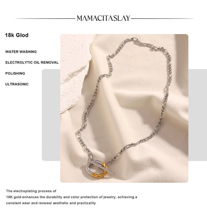 MamacitaSlay Unique 316L Stainless Steel OT Buckle Necklace Party Creative Waterproof Jewelry Unisex Charm Gift High Quality